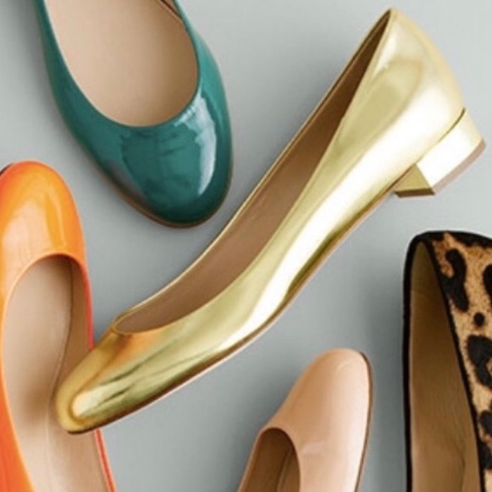 JCREW JANEY GOLD HEEL FLATS sz 7